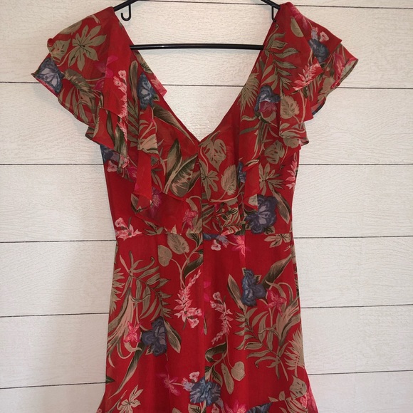 WAYF revolve Red Chelsea Floral Ruffle Dress - XS F - Picture 7 of 7